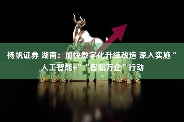 扬帆证券 湖南：加快数字化升级改造 深入实施“人工智能+”“智赋万企”行动