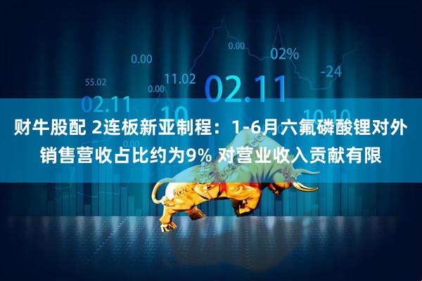 财牛股配 2连板新亚制程：1-6月六氟磷酸锂对外销售营收占比约为9% 对营业收入贡献有限