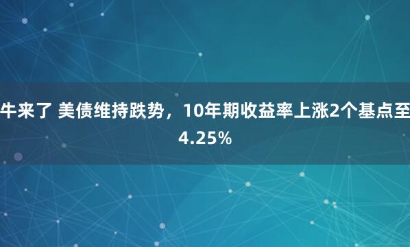 牛来了 美债维持跌势，10年期收益率上涨2个基点至4.25%