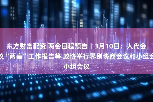 东方财富配资 两会日程预告|3月10日:人代会审议“两高”工作报告等 政协举行界别协商会议和小组会议